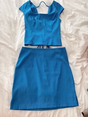 Matching Set - Mini Skirt and Lace Up Top